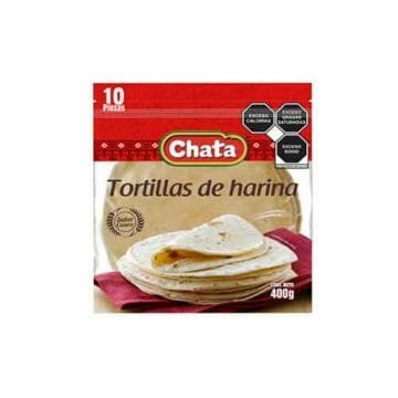 Paquete de 10 tortillas de harina Chata, sellado y listo para la venta