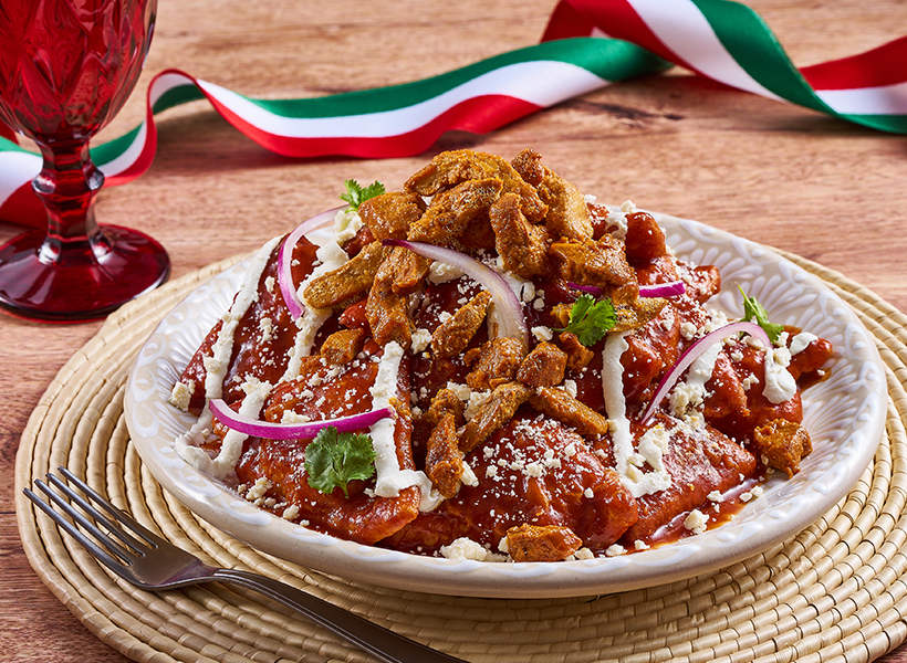 receta facil chilaquiles rellenos de carne al pastor y queso