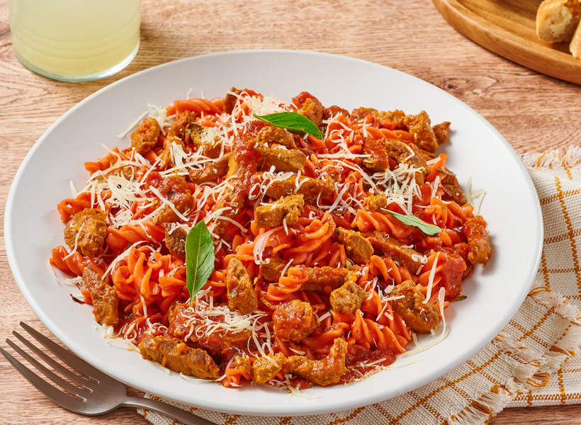 receta facil pasta picante con carne al pastor