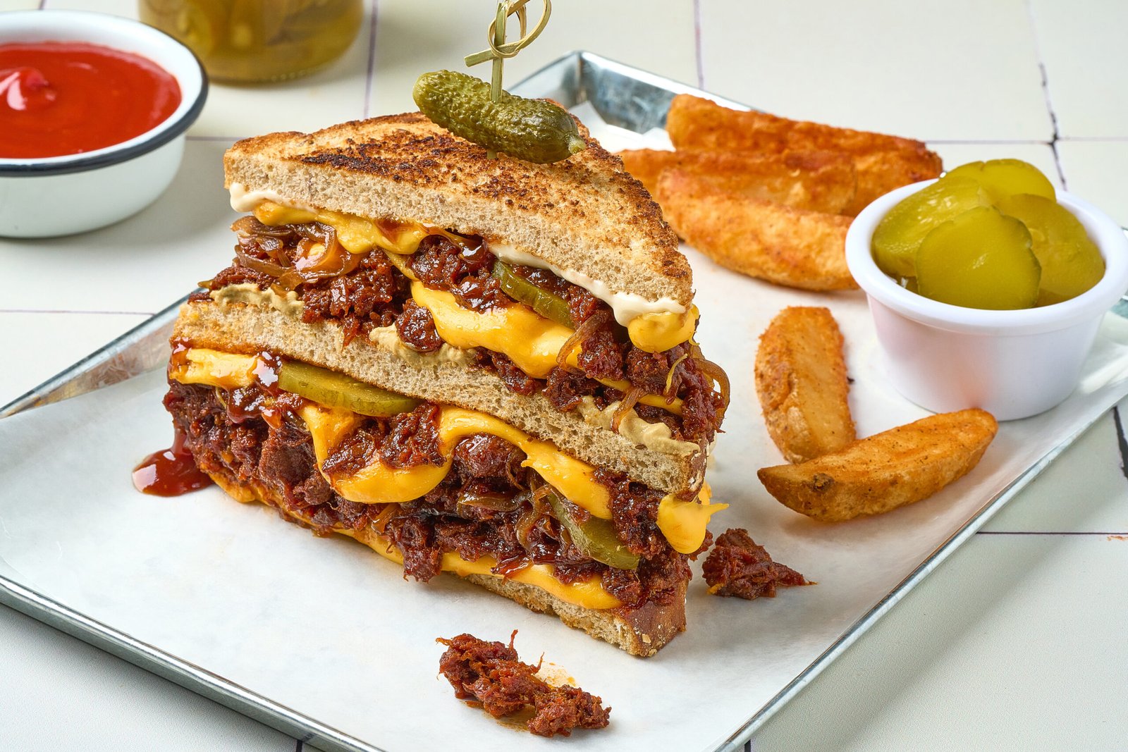 Grilled Cheese Sandwich con Pulled Pork